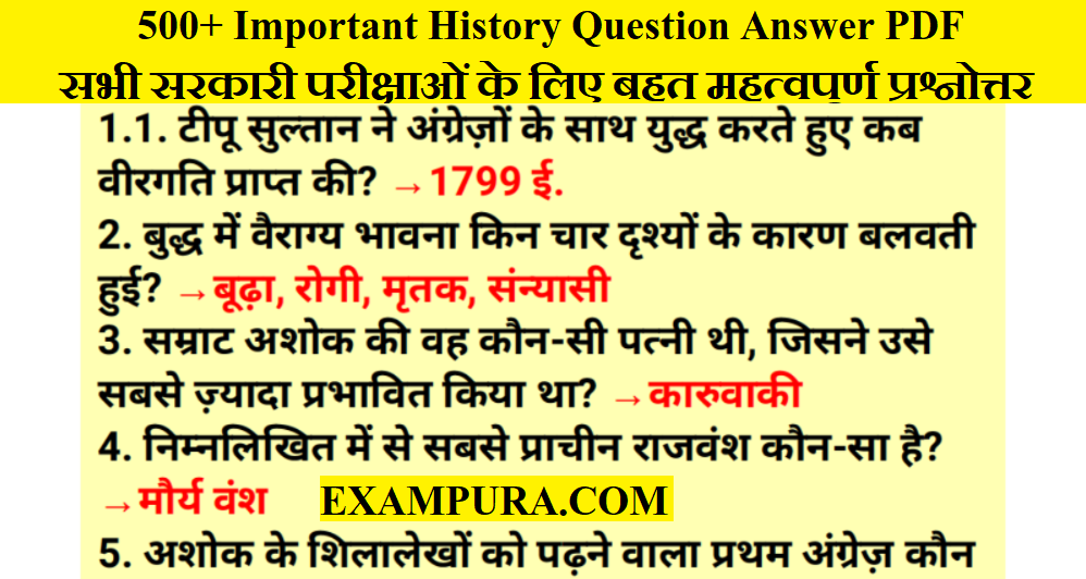 Important History Question Answer PDF