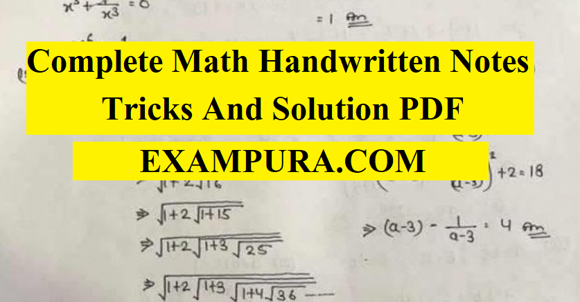 Complete Math Handwritten Notes Tricks And Solution PDF