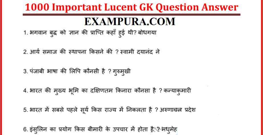1000 Lucent GK Question Answer PDF