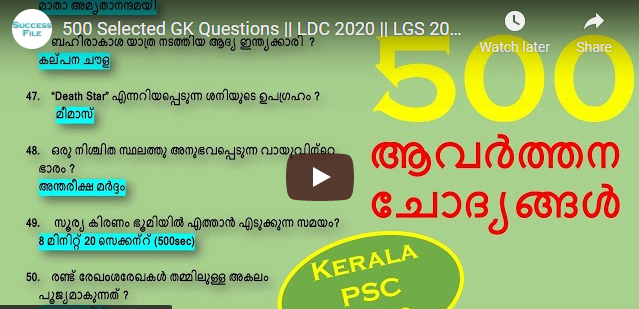 Malayalam GK Questions and Answers PDF