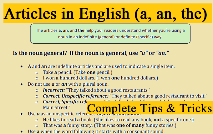 articles in english essay